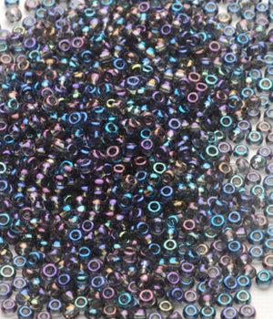 Seed Beads, Size 8, Black Diamond (Translucent Grey) AB