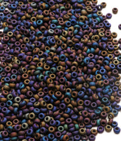 Seed Beads, Size 8, Matte Black "Raku"