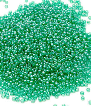 Seed Beads, Size 11, Transparent Light Green Luster