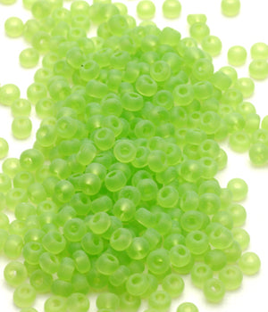 Seed Beads, Size 6, Matte Translucent Olivine