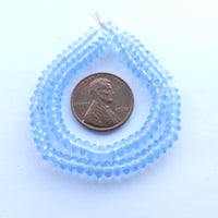 Czech Glass Rondelles, 4mm, Translucent Light Blue, Strand of 100