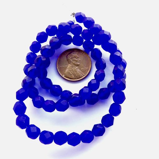 Czech Faceted Glass, 6mm, Translucent Cobalt Blue Matte