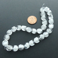 Vintage German Glass, White and Clear, Three-sided beads, 10mm