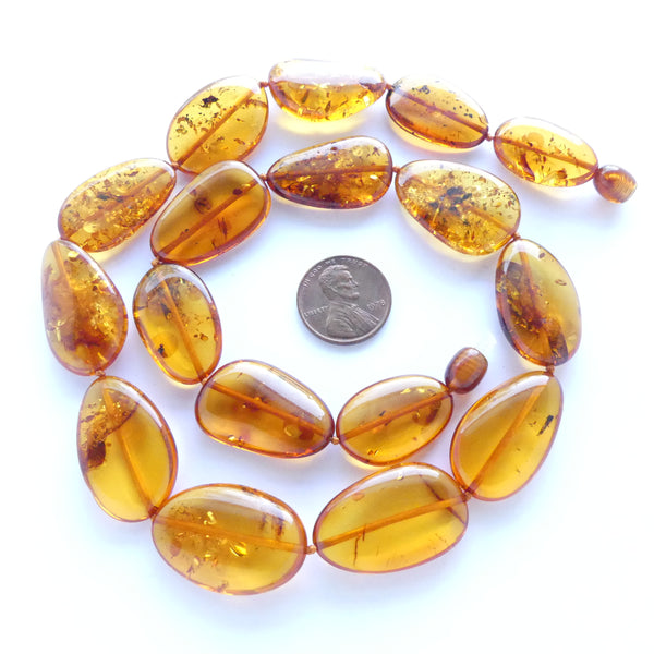 Amber, Graduated Flat Ovals, Largest 30x18mm, 19" Long