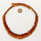 Amber Baltic, Collar with Tabular Beads and Barrels, 18" Long