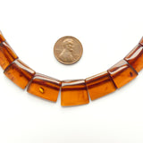 Amber Baltic, Collar with Tabular Beads and Barrels, 18" Long