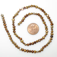 Pearls, Bronze, Potato 4mm on 16-inch Strands