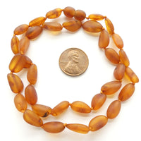 Amber, Beans, Matte 12x7mm on 17" Necklace with Clasp