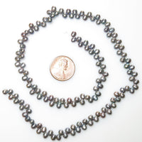 Pearls, Silver, Dancers Drops 4mm Long on 16-inch Strands