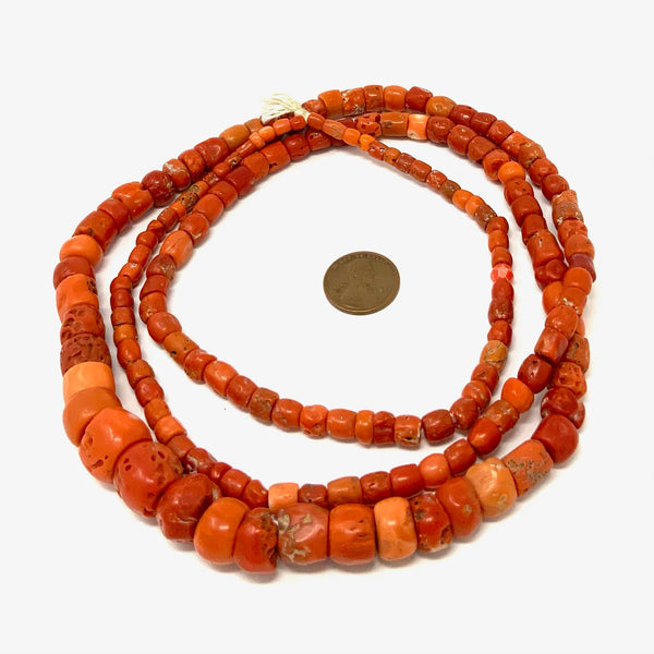 Vintage Nigerian coral beads Bead-Zone.com