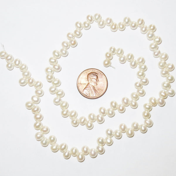 Pearls, White, Dancers with 5mm Long on 16-inch Strands