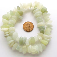 New Jade, Chips, Matte, on 16-inch Strands