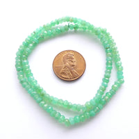 Chrysoprase, Emerald Green Translucent, Faceted Slices 4mm on 14-inch Strands