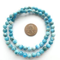 Apatite, Faceted Round 6mm on 16-Inch strands