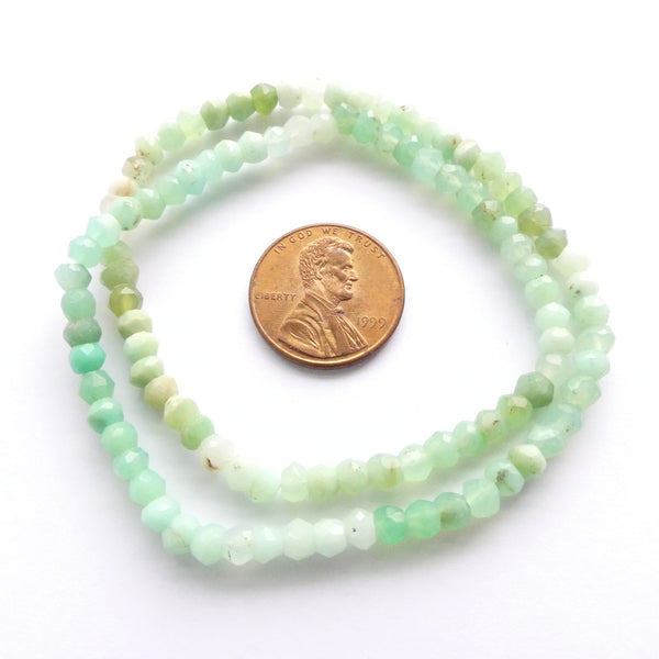 Chrysoprase, 4mm Faceted Round Beads on 14-inch Strands