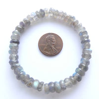 Labradorite, 6mm Faceted Slices, Good Fire on Short 8-inch Strands