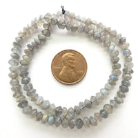 Labradorite, 4-5mm Faceted Rodelles on 13-inch Strands