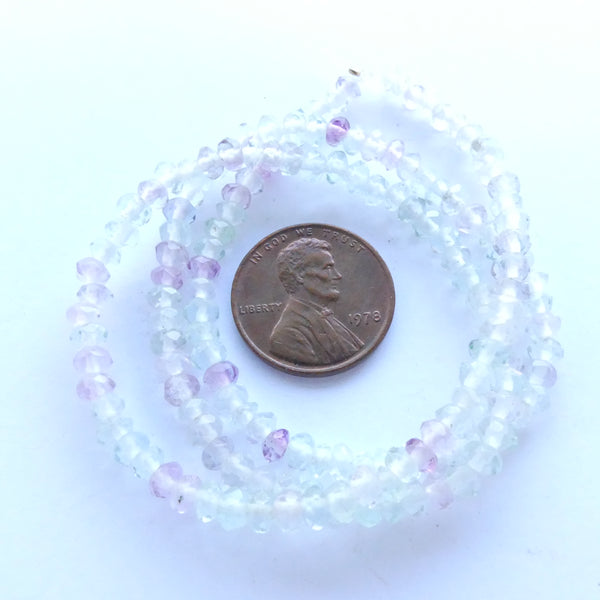 Fluorite, Faceted 4mm Beads on 16-inch Strands