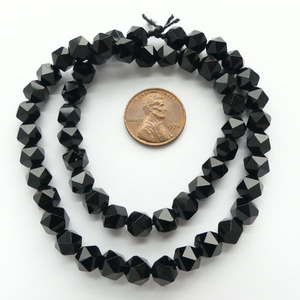 Black Onyx, Deltahedrons, 6mm on 15" Strands