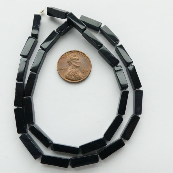 Black Onyx, Square Cross-Section Tubes, 4x13mm on 16" Strands