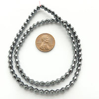 Hematite, Tiny Bicones 4x4mm on 16-inch Strands