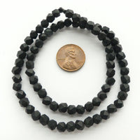 Black Onyx, Matte Deltahedrons, 5mm on 16-inch Strands