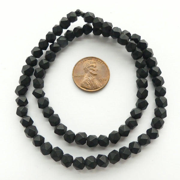 Black Onyx, Matte Deltahedrons, 5mm on 16-inch Strands