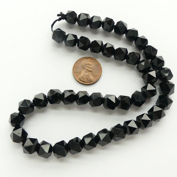 Black Onyx, Deltahedrons, 8mm on 14" Strand