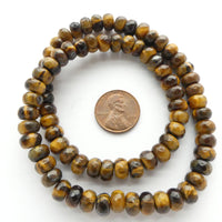 Tiger Eye, Faceted Slices 5x8mm on 16-inch Strands