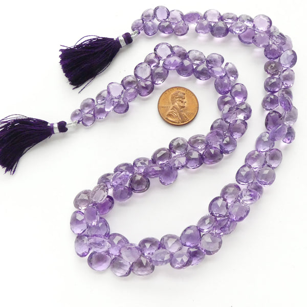 Amethyst Briolettes, Large Gem Quality Pear Shapes on long 17-inch Strand