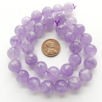 Amethyst Faceted Round, Cape Amethyst 12mm Beads on 16-inch Strand