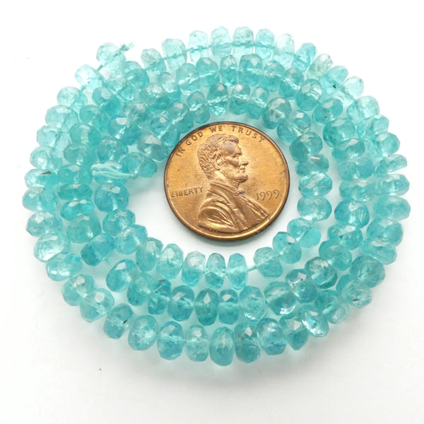 Apatite, Faceted Rondelles, 4x5mm on 15-inch Strand