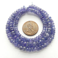 Tanzanite, Faceted Slices on Graduated 4-6mm on 16-inch Strands