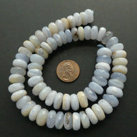 Blue Lace Agate, Faceted Rondelles 4x11mm on 16-inch Strands