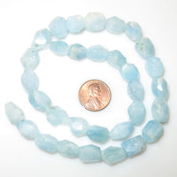 Aquamarine Faceted Freeform Ovals