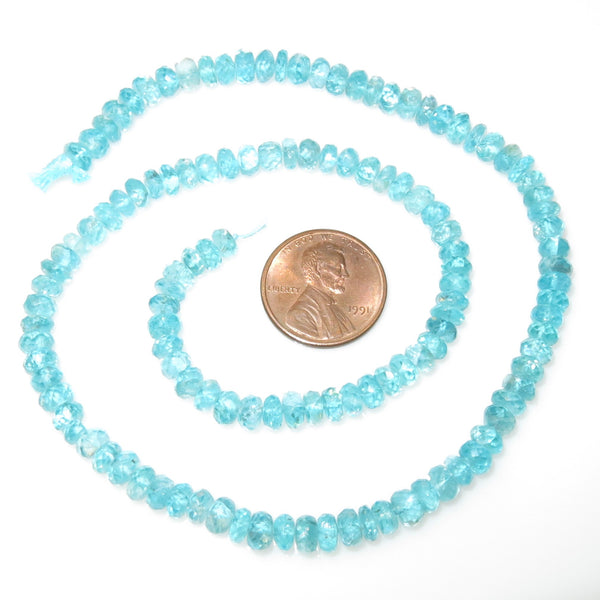 Apatite Faceted Rondells, 3x5mm on 16-inch Strands