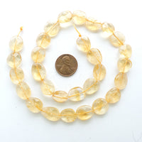 Citrine, Flat Oval Freeform Shapes, Subtly Faceted, 12x10mm