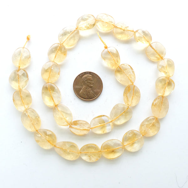 Citrine, Flat Oval Freeform Shapes, Subtly Faceted, 12x10mm