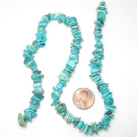 Turquoise, Chips, Natural 8-10mm diameter on 16-inch strands