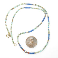 Turquoise, Afghan & Lapis Micro-Beads on 15.75-inch Strand