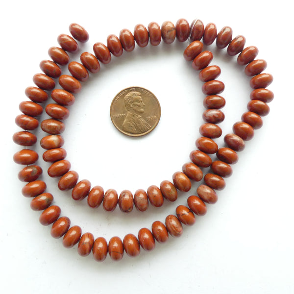 Red Jasper Puffy Rondelles, 5x8mm