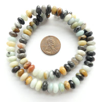 Amazonite, Mixed Color, 8mm Smooth Rondelles on 16-inch Strands