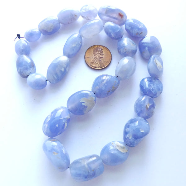 Blue Chalcedony, Ancient Persian, 18-inch Strand