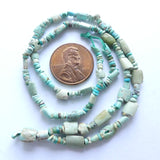 Turquoise, Ancient Slices and Flat Rectangles, 16-inch Strand