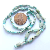 Turquoise, Ancient Slices and Flat Rectangles, 16-inch Strand