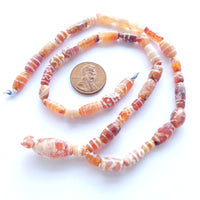 Carnelian, Ancient Etched from Afghanistan, Largest 17mm,  19-inch Strand