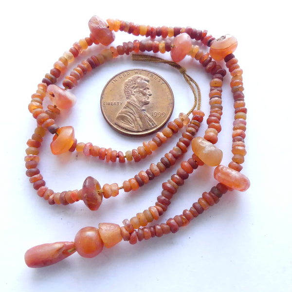 Carnelian, Ancient from Afghanistan, 16-inch Strand