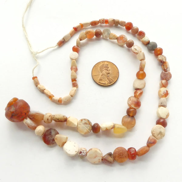 Carnelian, Ancient Indus Valley Beads, Assorted Shapes on 20" Strands