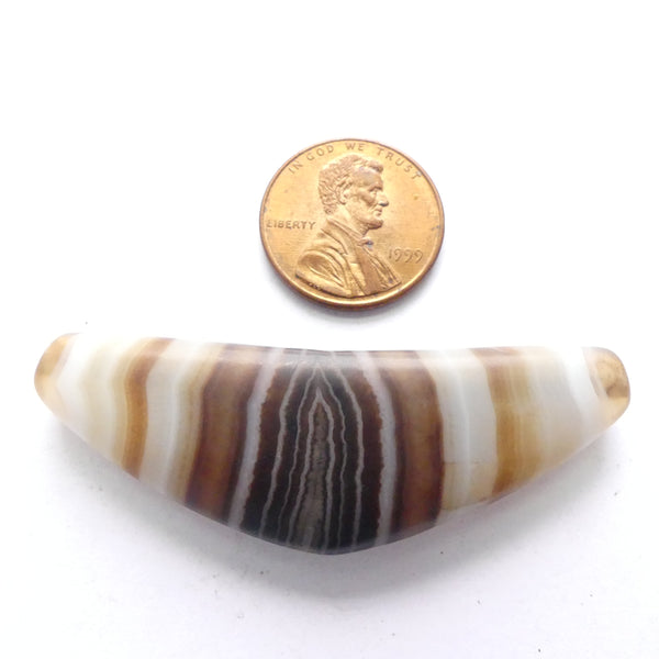 Banded Agate, Reproduction, Boat Shape, 46x18mm