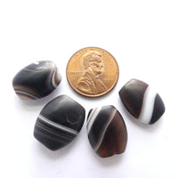 Banded Agates, Reproductions, Black & White Lenticular, 16x14mm,  Set of 4